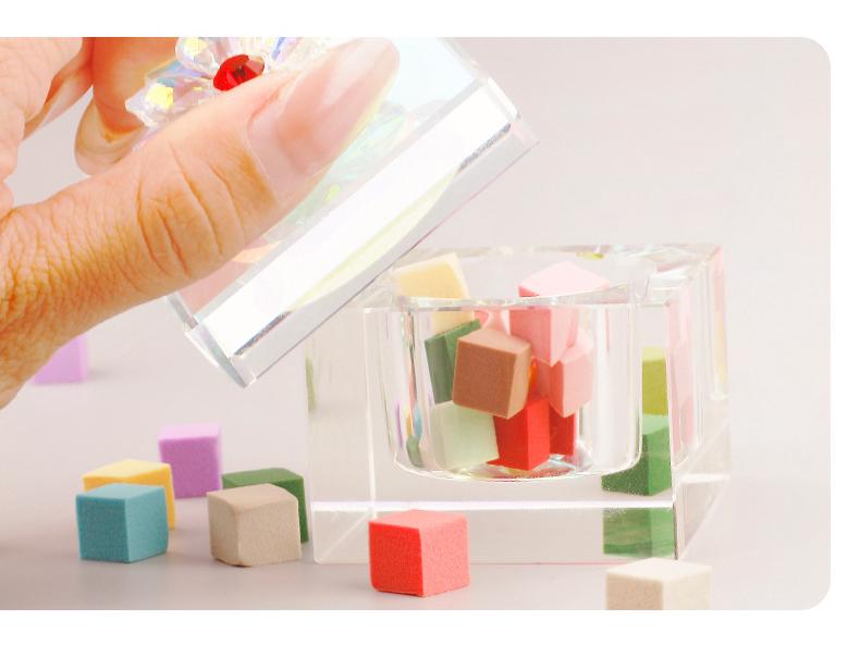 Sunflower Square Iridescent Glass Nail Art Brush Cleaning Cup with Lid