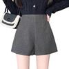 Woolen Grey Wide-Leg High-Waisted Plus-Size Shorts for Women - Autumn/Winter 2025 Collection