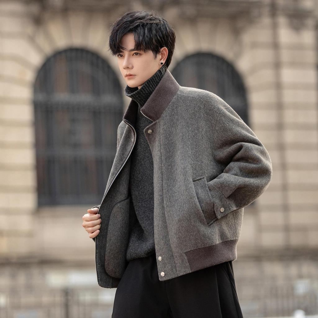 Men’s Double-Faced Wool Jacket - 2026 Winter Thick Stand-Up Collar Short Coat