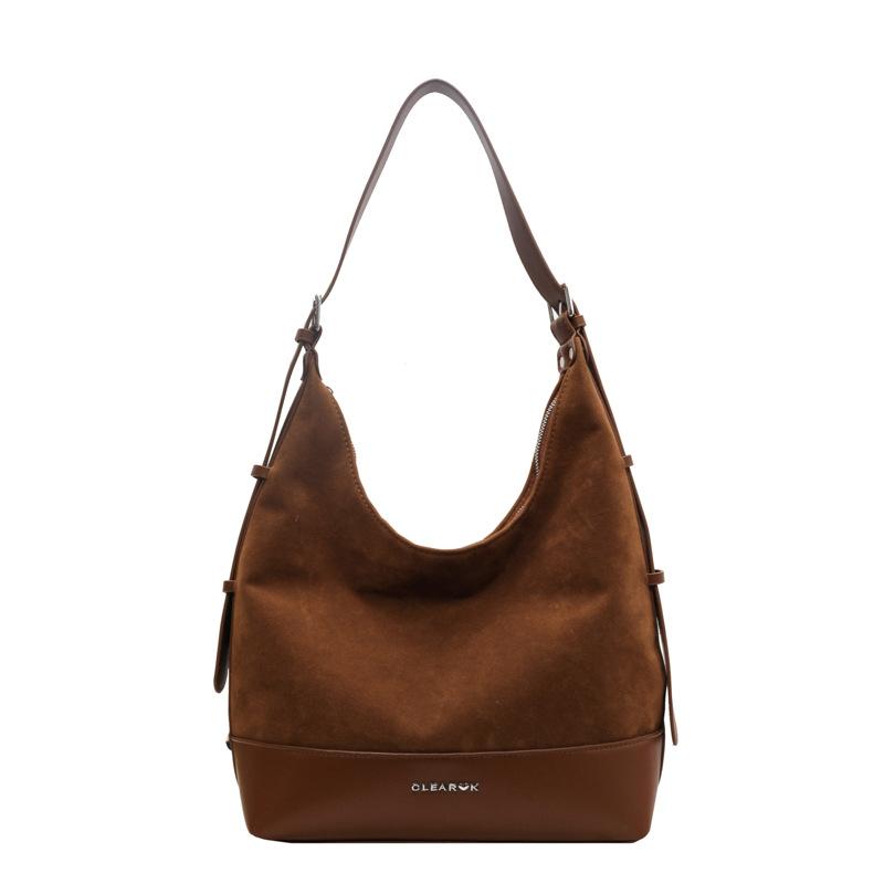 Suede Bag Women's Large Capacity 2025 New Autumn and Winter Retro Shoulder Underarm Bag Commuter Tote Bucket Bag