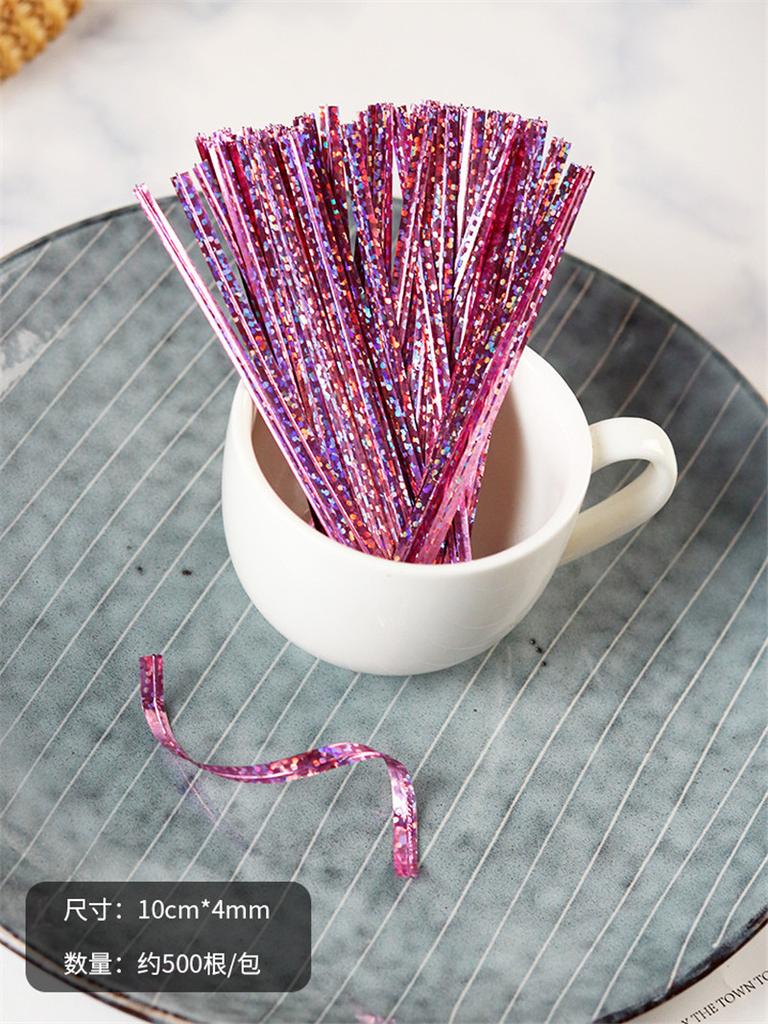500Pcs 10cm Laser Wire Metallic Twist Ties DIY Baking Packaging Lollipop Dessert Candy Sealing Gift Bag Decor