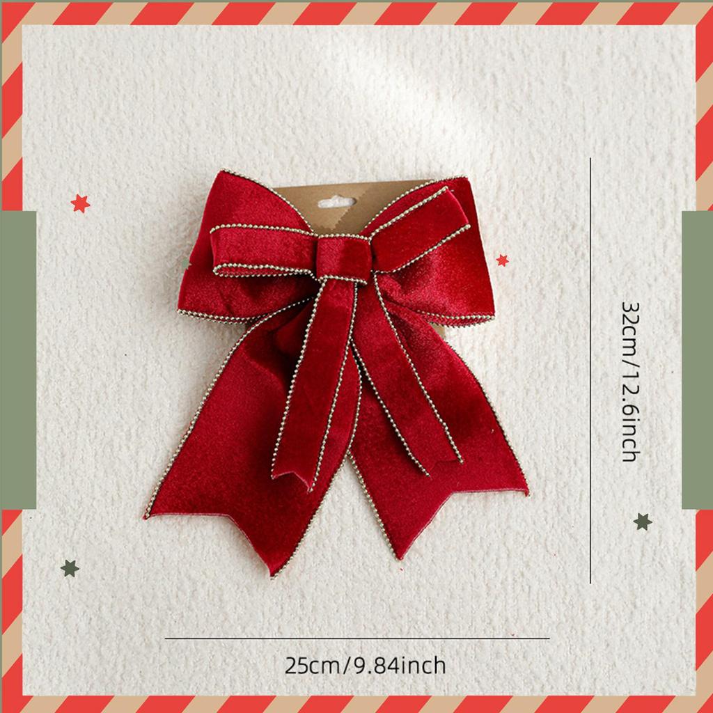Red Christmas Bow Pendant Photo Props Bow Hanging Ornament Christmas Tree Hanging Decoration for Wall Living Room Scene Layout