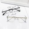 Myopia Glasses Women Fashion Polygon Metal Frameless Computer Eyewear Men Vintage Rimless Blue Light Blocking Eyeglasses 0~ -500