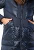Wittchen Women's Down Coat In Combination Materials With Hood, Navy Blue, Navy Blue Nylon