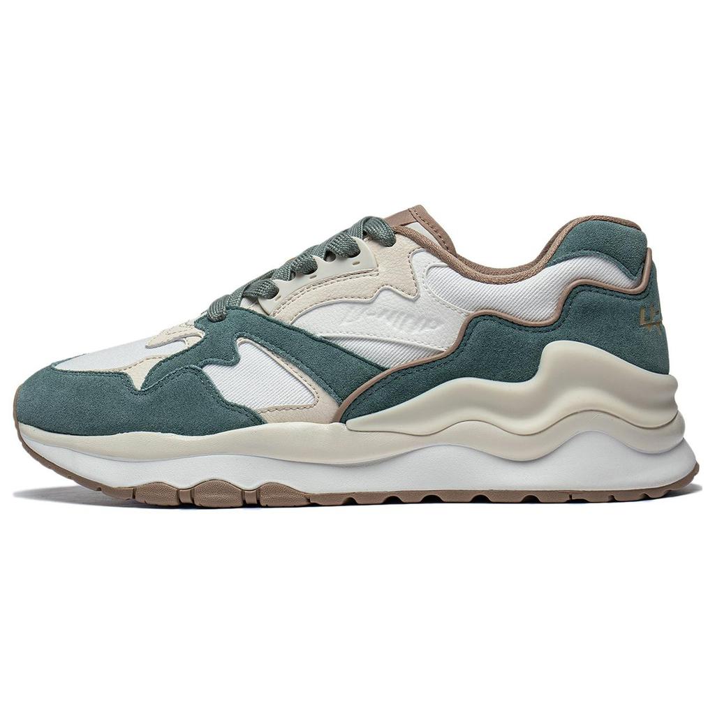 New LiNing 001 Mountain Sea Slip Resistant Low Top Running Shoes Men's White Green AZGT073-1