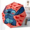 1pc Stitch,Hearts Automatic Folding Umbrella: Compact 8-Bone Design Cartoon Outdoor Travel Companion, Business Umbrella, Christmas Valentine