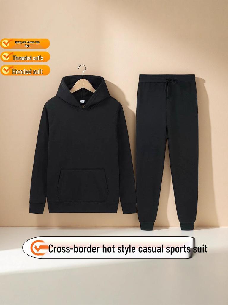 Unisex Lightweight Hoodie and Jogger Set with Ribbed Cuffs