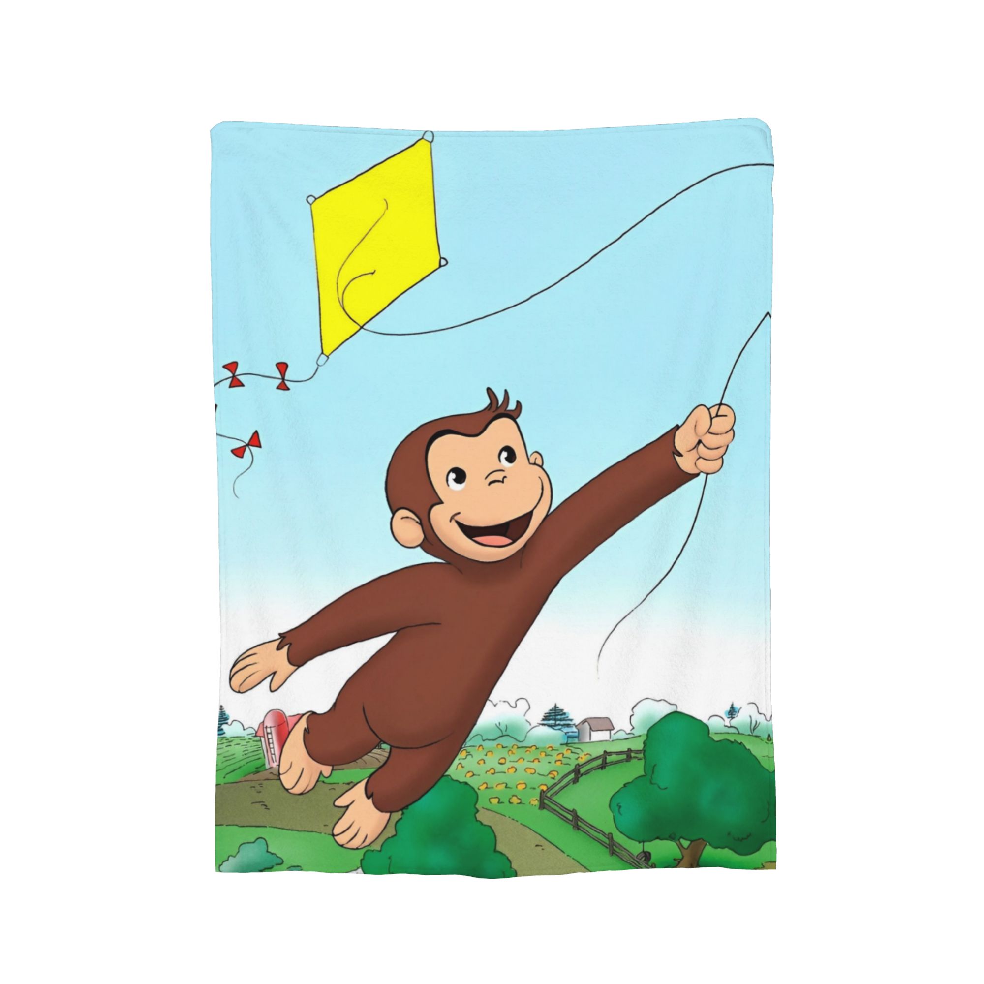 

Curious George Monkey Cartoon Blanket Cover Plush Throw Blanket Summer Air Conditioning Decoration Soft Warm Bedsprea, 100x150cm