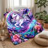 Fantasy Unicorn with Rainbow Theme Blanket Lightweight Warm Flannel Blanket Decorative Throw Blanket for Home Decoration