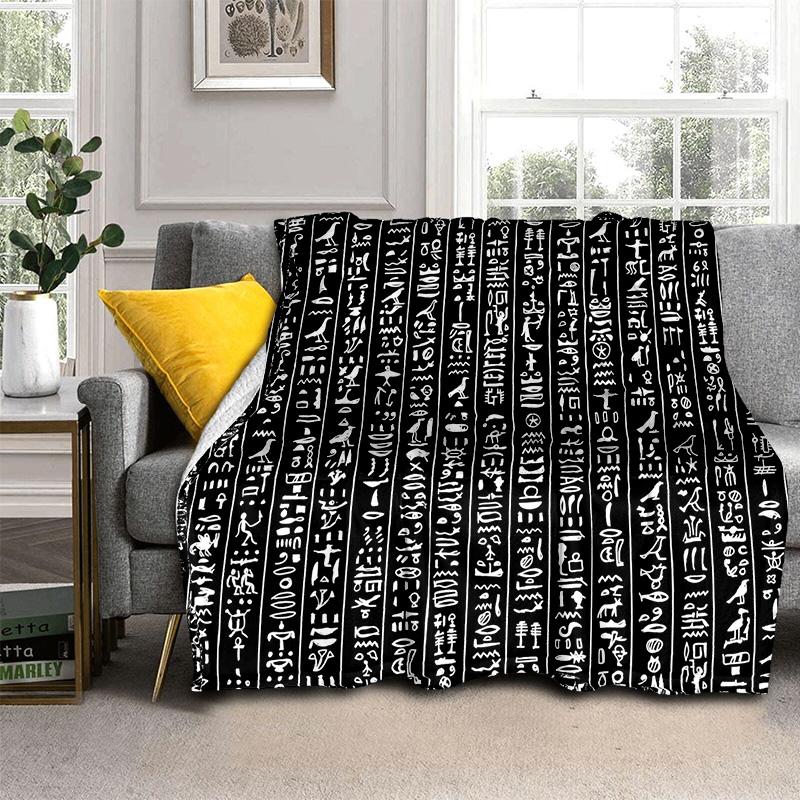 3D Egyptian Pharaoh Hieroglyphics Symbol Blanket,Soft Throw Blanket for Home Bedroom Bed Sofa Picnic Travel Office Cover Blanket