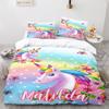 Unicorn Rainbow Duvet Cover Set King Twin Full Size Kids Boy Girl Bedding Set Colourful Cartoon Child Polyester Comforter Cover