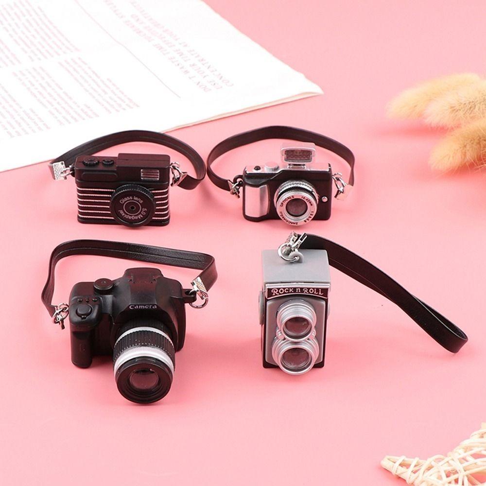 Multicolor Dolls Camera Shutter and Flash Plastic Dollhouse Camera Toys with Belt Miniature Camera 10/20cm Cotton Stuffed Doll