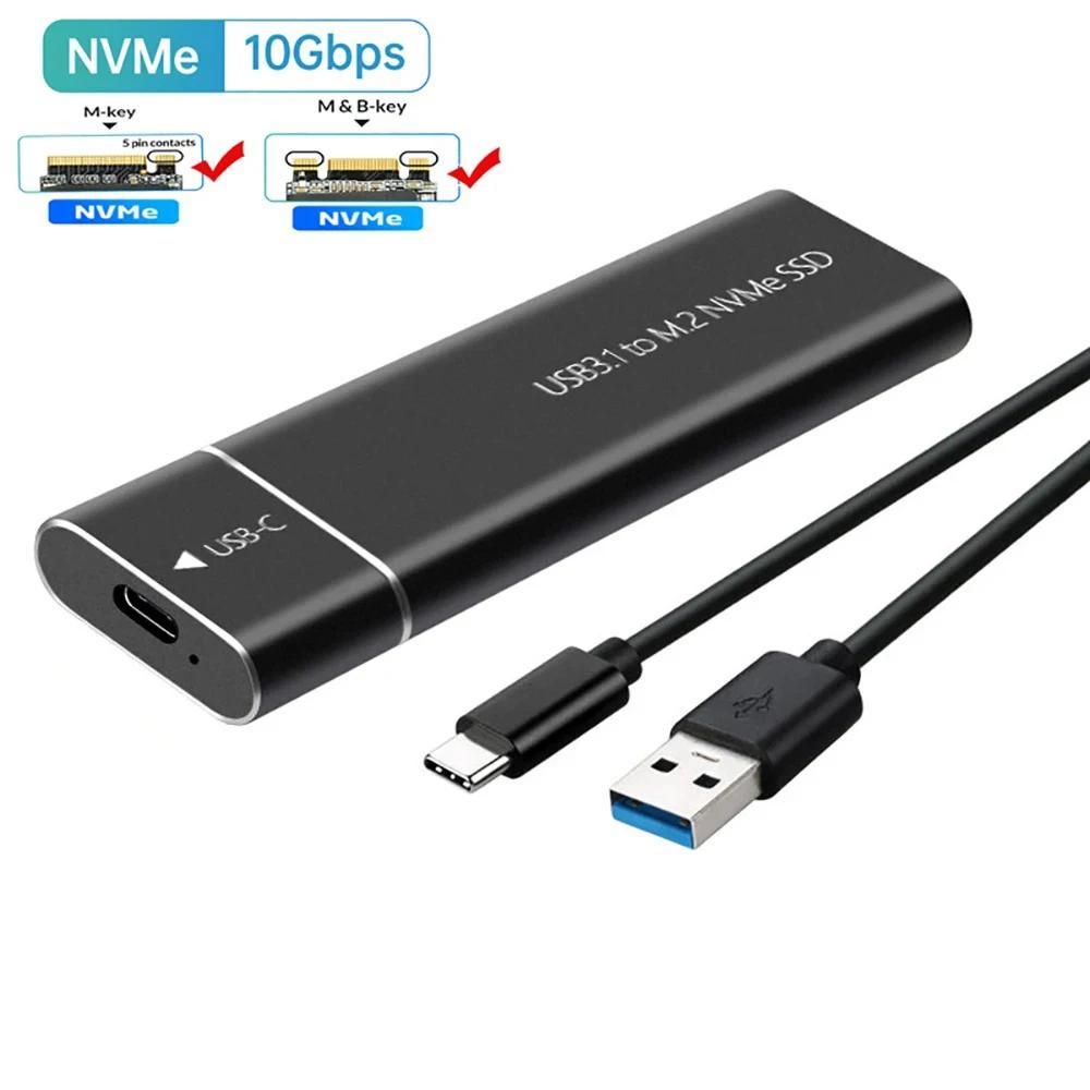 

Корпус для M.2 SSD NVMe PCIe 10 Гбит/с Корпус для M.2 SSD Портативный адаптер USB C 3.1 к M.2 NVME SSD Бокс Внешний корпус для хранения без инструментов чёрный