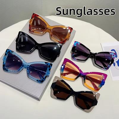 New Women Stylish Oversize Gradient Decor Sunglasses Butterfly Shaped Sunglasses Trendy Brand Design Vacation Casual Shades