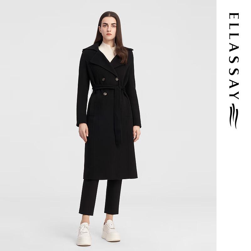 

ELLASSAY Women s Wool Cashmere Double-breasted Long Coat M