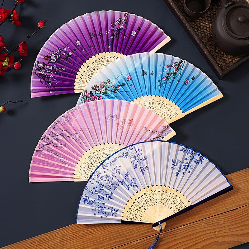 Tradiční čínský skládací vějíř pro ženy a děti - Přenosný, Malý, Ideální pro Hanfu, Qipao, Tanec a letní použití
