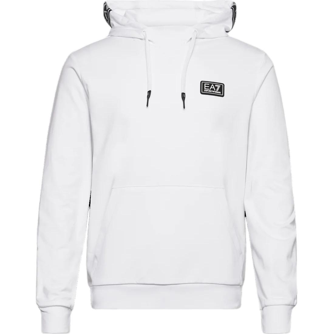 Emporio Armani EA7 Свитшот с капюшоном и логотипом, длинный рукав, мужской свитшот, белый, 6RPM13-PJ05Z-1100 L