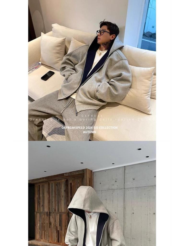 Men's Hooded Thick Zipper Cardigan Jacket - Warm, Loose Fit for Autumn/Winter 2025