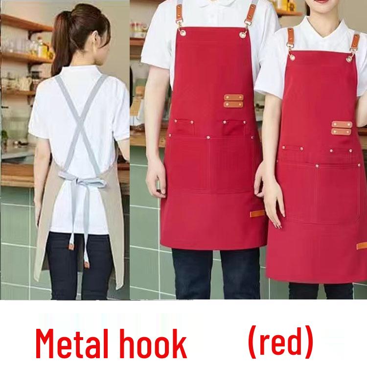 Custom Logo Waterproof Oil-Proof Canvas Apron for Catering Workwear красный