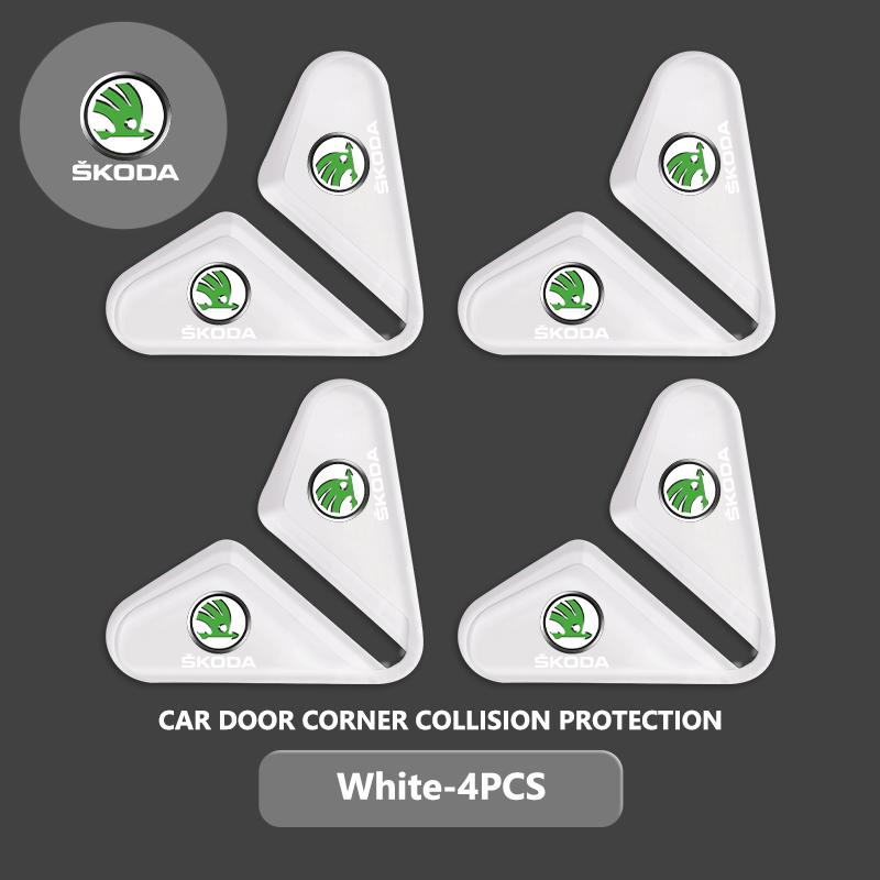 cqmes7 Silicone Car Logo Door Corner Cover Bumper Crash Scratch Protector Accessories For Skoda Kodiaq Fabia Kamiq Karoq Octavia 2 3