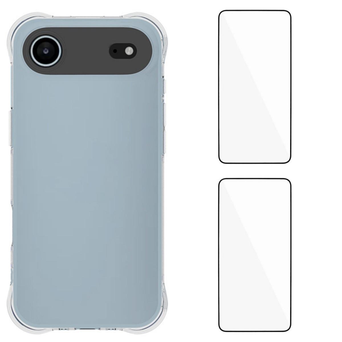 

For iPhone 17 Air TPU Case WANLONFENG WL2 Series 2.0mm Phone Cover with 2Pcs Tempered Glass Films Transparent