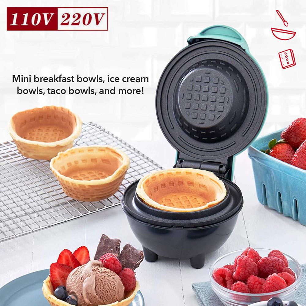 350W 110/220V Mini Stroj na vaflové misky na snídani Domácí nepřilnavý výrobník na zmrzlinové misky Stroj na vaječné košíčky