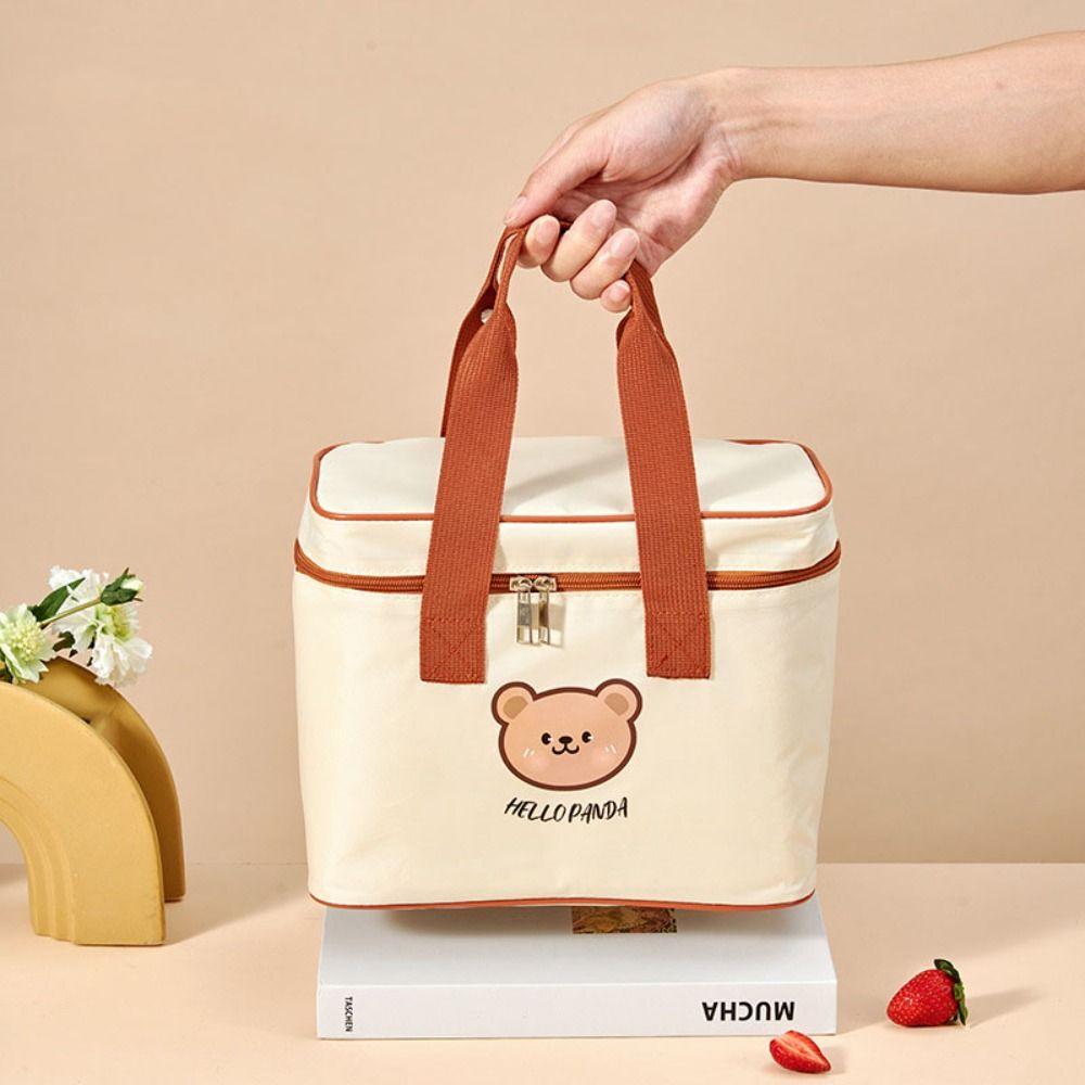 High Quality Portable Insulated Lunch Bag Cute Bear Waterproof Cooler Bag Large Capacity Camping Picnic Bag for Students Adult