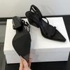 Fashion Wedge Chunky Heels Sandals Women Sexy Pointed Toe Ankle-Wrap High Heels Summer GLADIATOR Elegant Dress Shoes Office Women Shoes