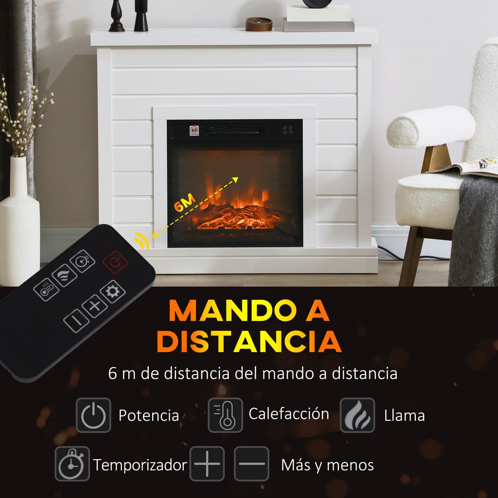 Electric Fireplace, 1800W, Flame Effect, Remote Control, Weekly Timer, for 30 m², White
