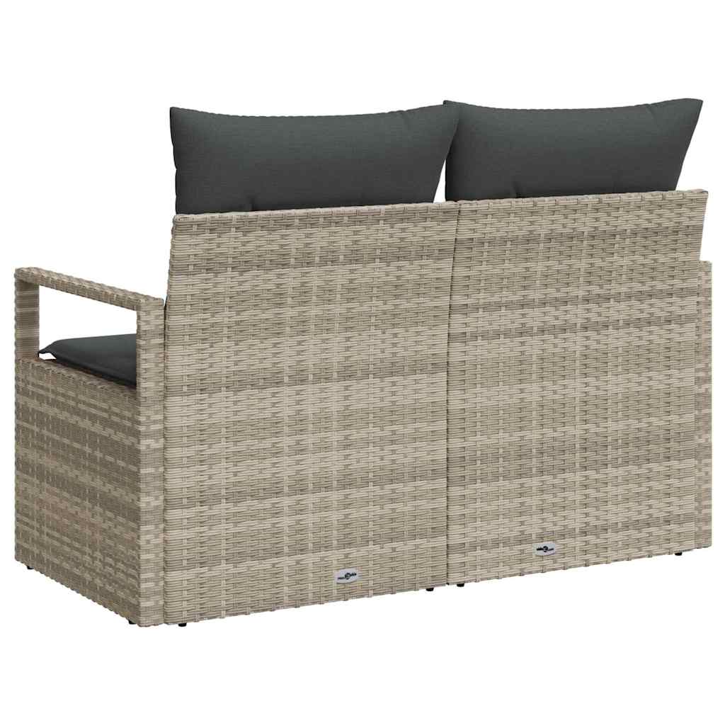 Garden Sofa with Cushions 120 X 62 X 69 Cm Grey Poly Rattan