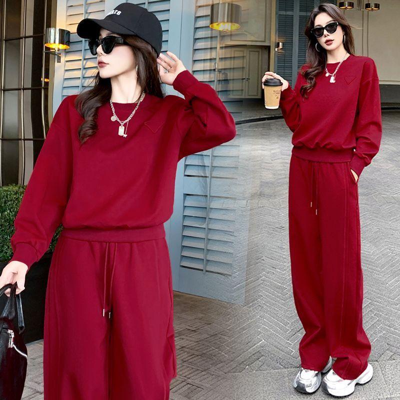 Casual Sports Suit Women's Autumn and Winter Fashion Age-reducing Loose Slimming Sweatshirt Two-piece Set