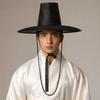 Elegant Stage Costume Hat Korean Traditional Hat, Anime Cosplay Accessory, Performance Flat Cultural Party Top with Beaded Chain for Cosplay,