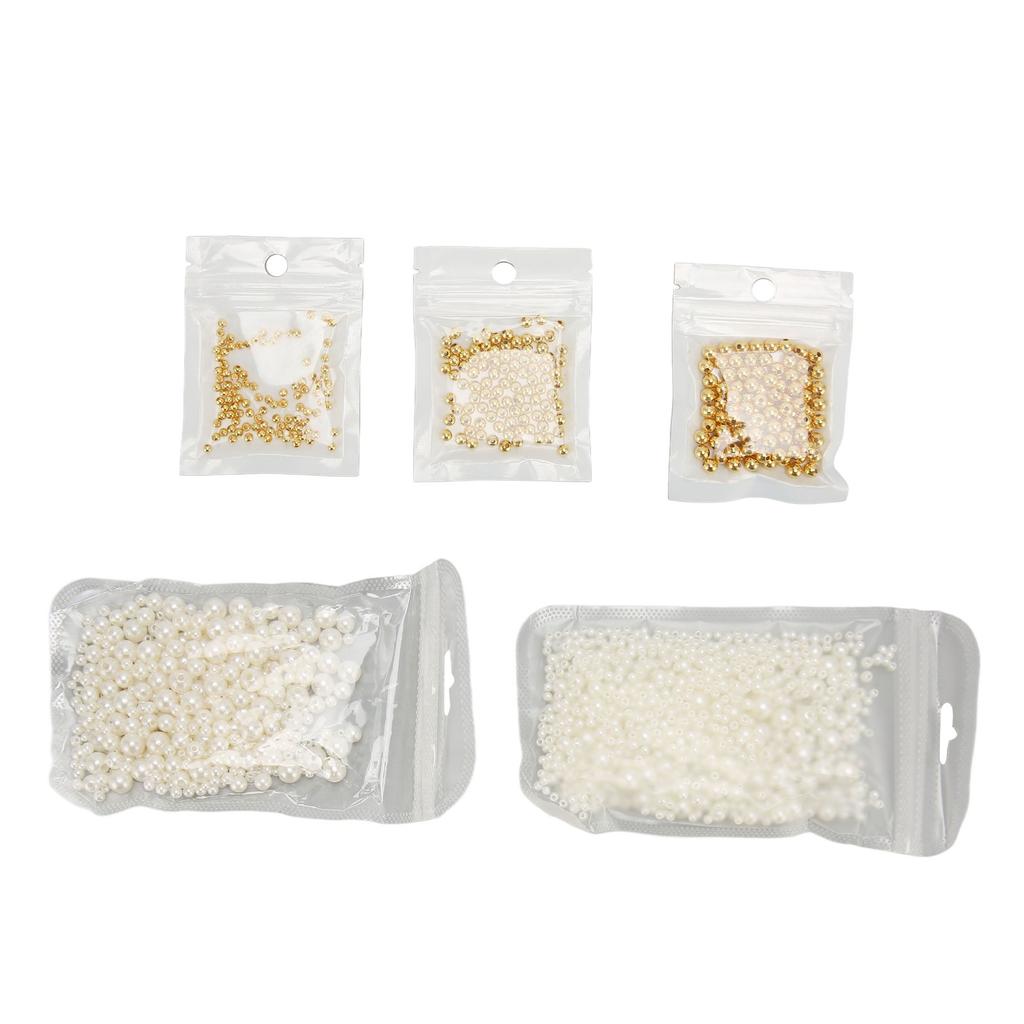 5 Packs Round Spacer Beads Pearl Golden Style Smoothing Light Widely Used Bracelet Beads for Jewelry Craft DIY