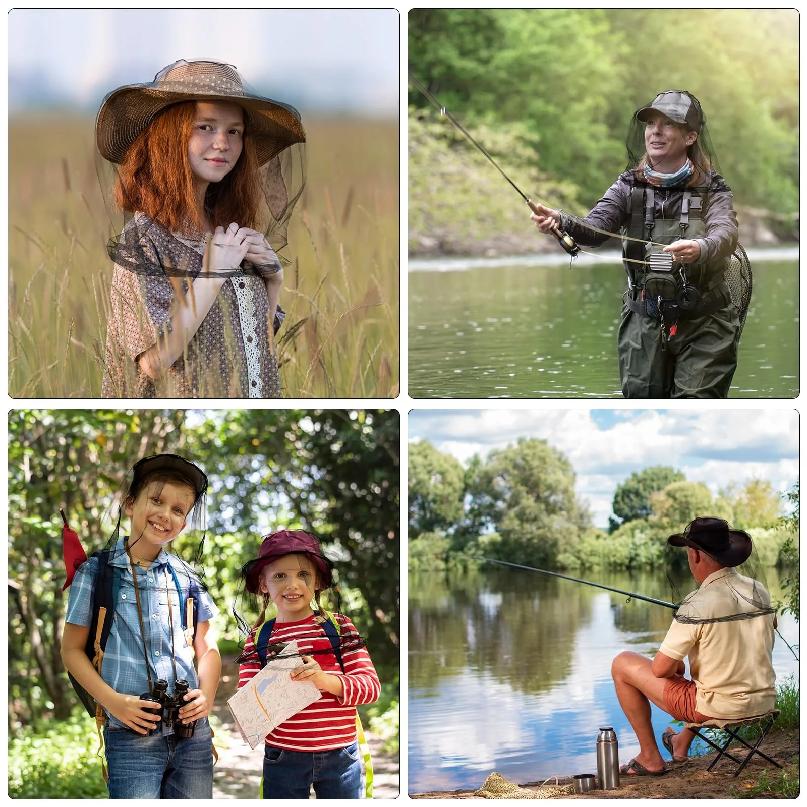 Outdoor Mosquito Head Mesh Nets, Gardening Hat Insect-Proof Hat For Hiking Camping Fishing Outdoor Mosquito Head Mesh Nets