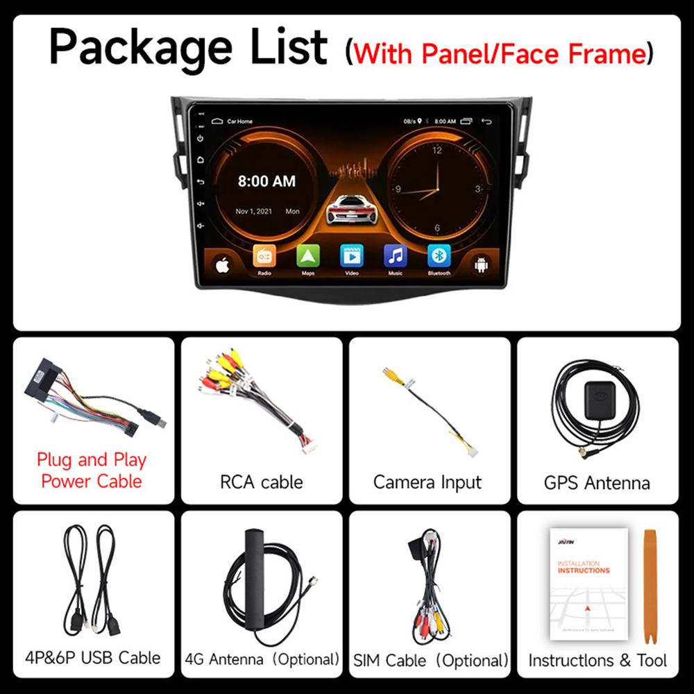 JIUYIN Radio for Toyota RAV4 RAV 4 2005 - 2013 Wireless CarPlay Android Auto Car Multimedia Player GPS 2 din autoradio