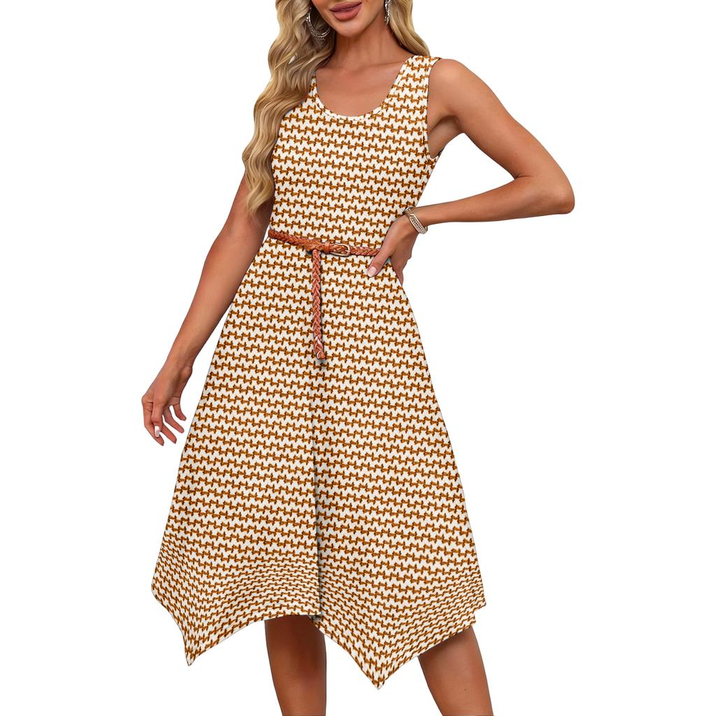 Dámské ležérní šaty na léto Tílkové šaty Volné plážové šaty s kapsami Rozšířené midi letní šaty