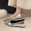 Fashion Inside Heightened Single Shoes Women's Fashion Pointed Toe Shallow Slip Rhinestone Square Button Soft Sole Low Heel Shoes