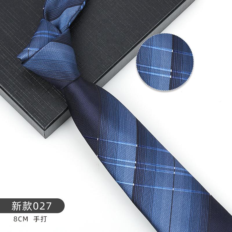 Business Blue Formal Tie Zipper Groom Wedding Korean Version Narrow Lazy Without Striped Bow Tie Plaid