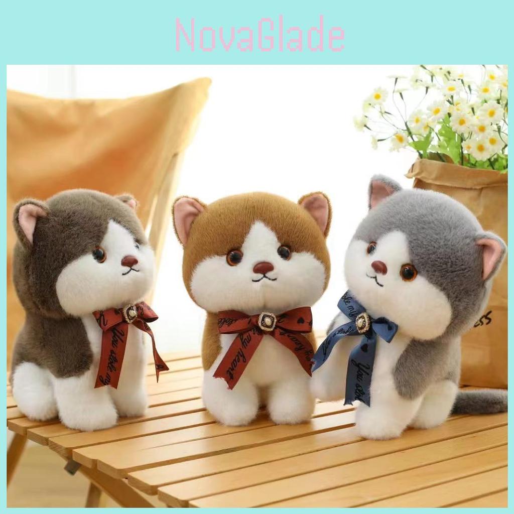 Adorable Plush Cat Doll Soft Three Color Cat Plush Toy 8 Inch For Kids Birthday Gift
