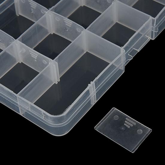 15 Slots Adjustable Plastic Fishing Lure Tackle Box Organizer Storage Case