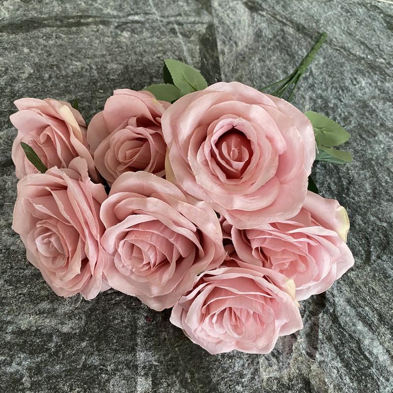 7 Silk Branch Realistic Artificial Roses Wedding Photography Props Decor Home