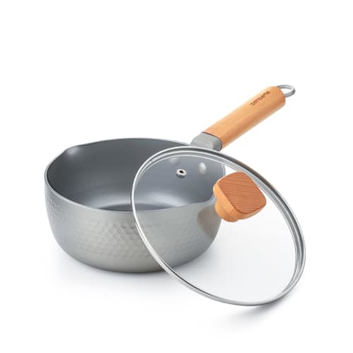SENSARTE Yukihira Pot, Non-Stick, with Lid, 18cm, Single-Handed Saucepan, Yukihira Pot, Induction and Gas Compatible, Saucepan, Milk Pan, Multi-Purpos