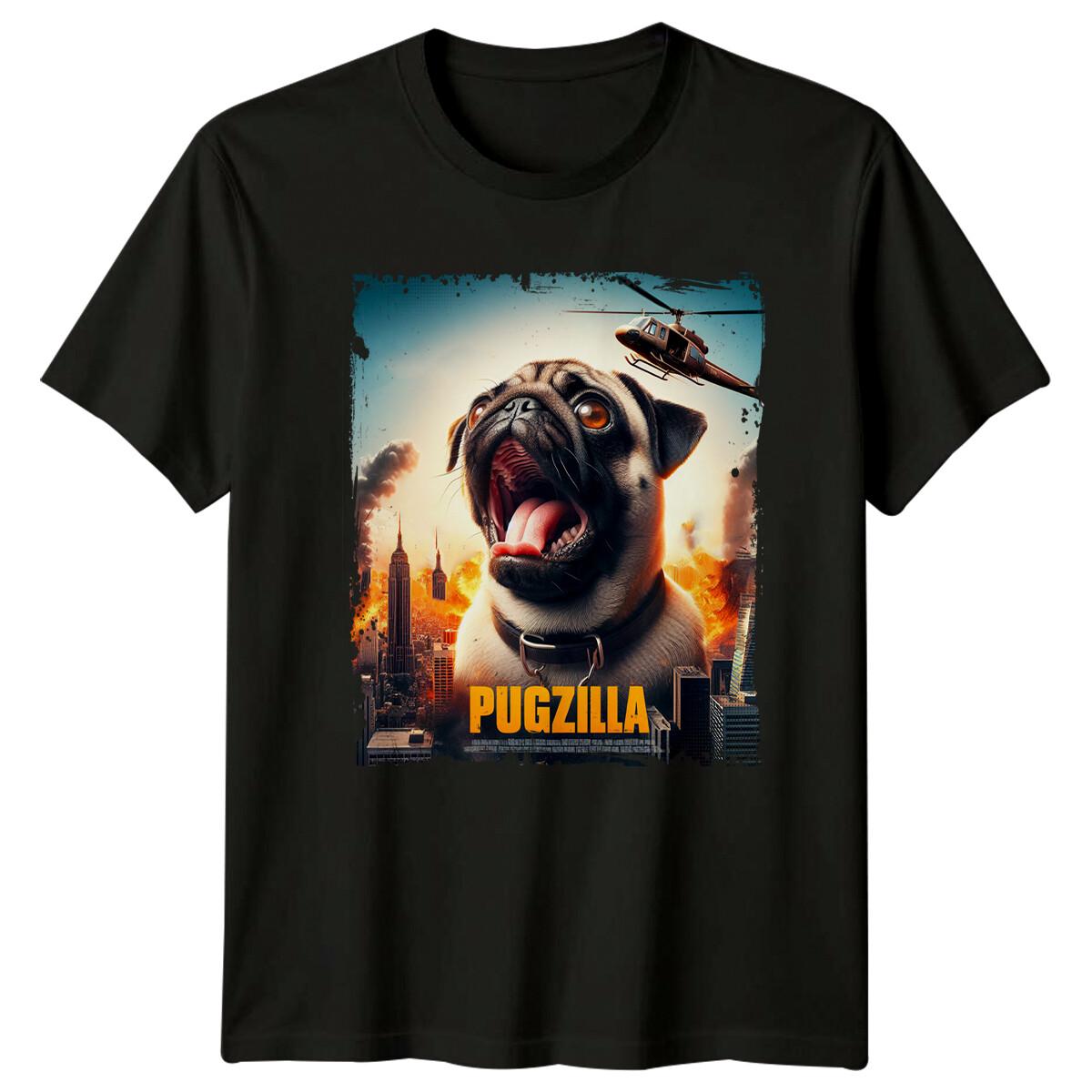 Pugzilla Dog Parody T-Shirt Funny Pet Monster City Attack Tee XXXL