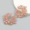 Unique Crystal Sunflower Earrings for Women Large Circle Flower Shape Accessory