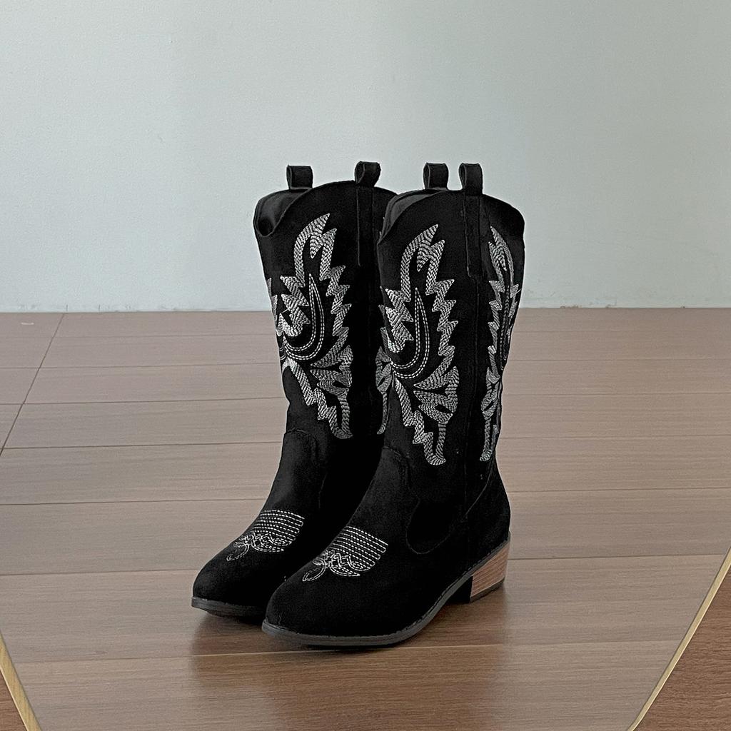 Popular Khaki Maillard Thick Heel Western Cowboy Boots Women's 2025 New Autumn Versatile Retro Knight Boots Short Boots