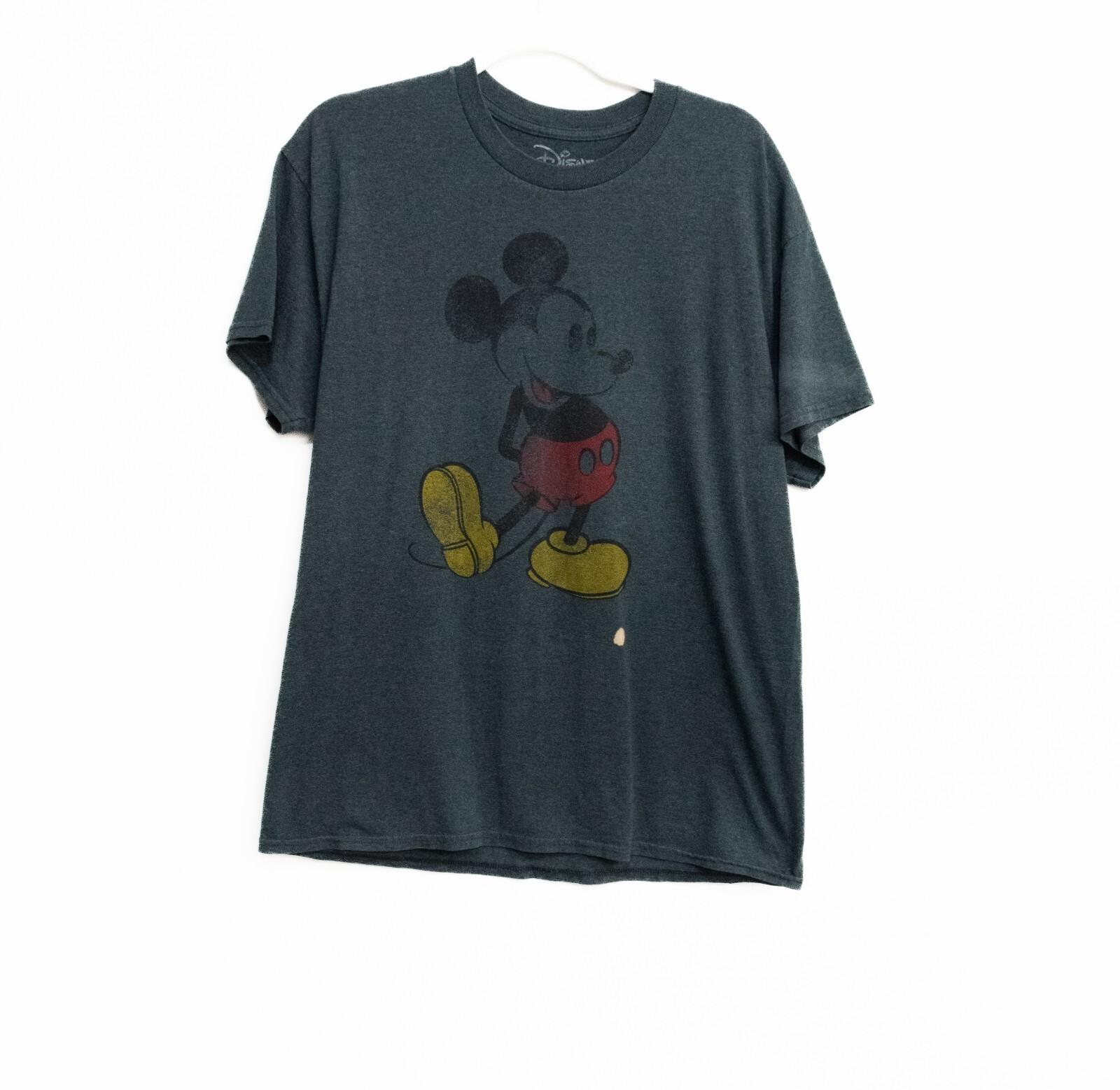 Disney Mens Dark Blue Polycotton T-Shirt Mickey Mouse Graphic Print Crew Neck L M
