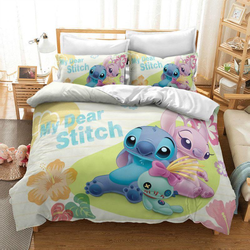 3d Stitch Bedding Set For Kids With Comfortable Duvet Cover And Pillowcase Set