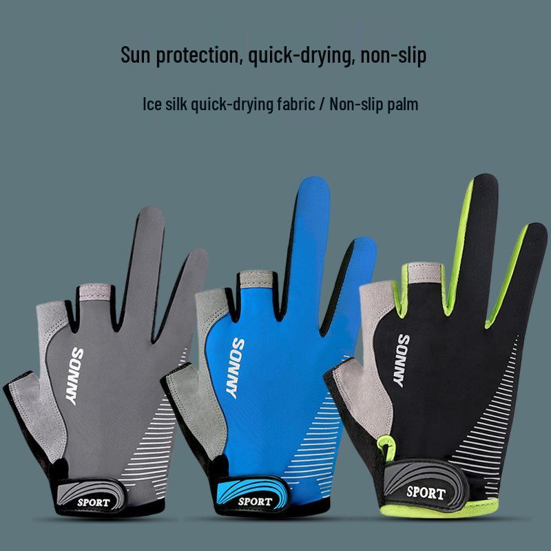 Summer Non-Slip, Cut-Resistant, Three-Fingerless Fishing Gloves for Lure & Rock Fishing