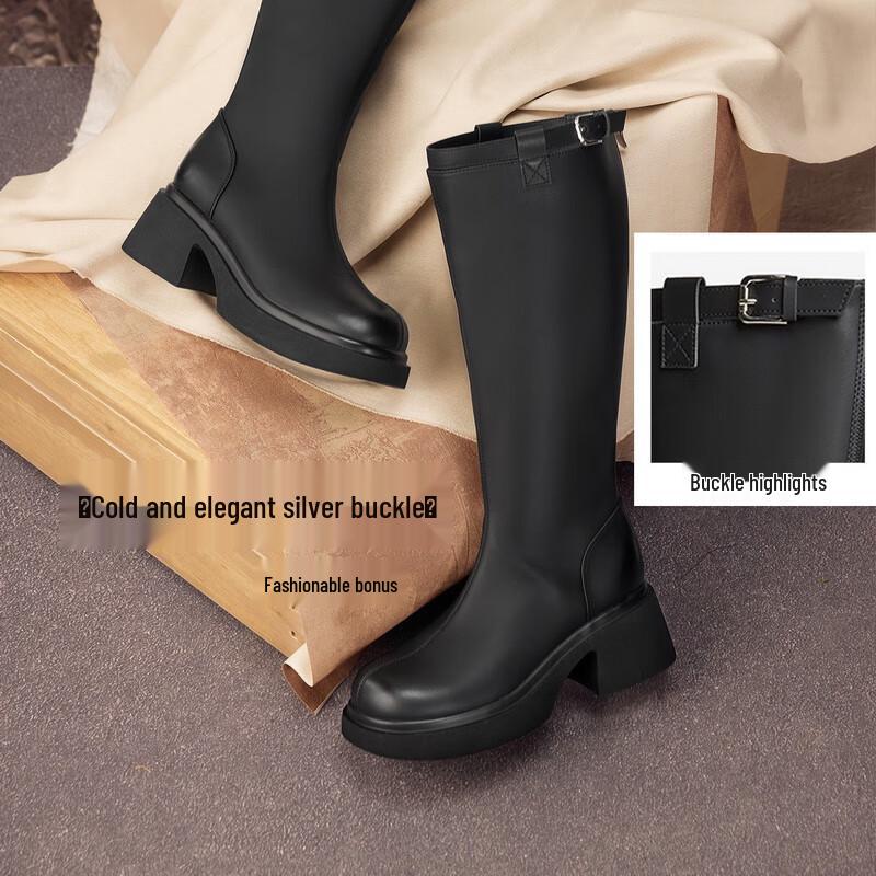 BESTU Women s Winter Chunky Heel Knight Boots F5607DG5 36