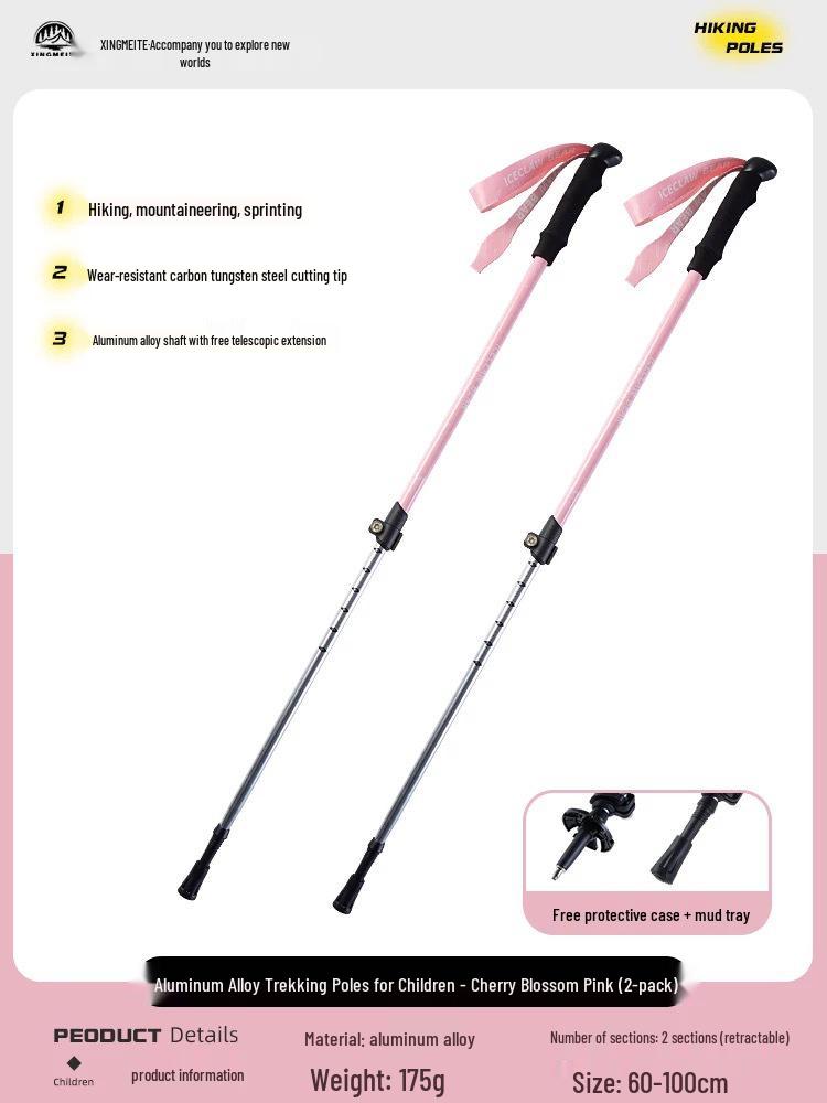 Kids' Folding Trekking Poles: Aluminum, Non-slip, Shock-Absorbing Design for Outdoor Hiking